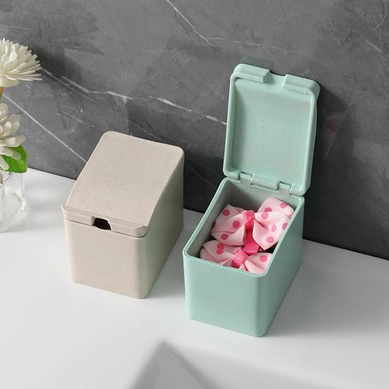 Dental Floss Holder Cotton Swab Box Plastic Storage Box Bathroom Jar Makeup Organizer Hair Accessories Organizing Box