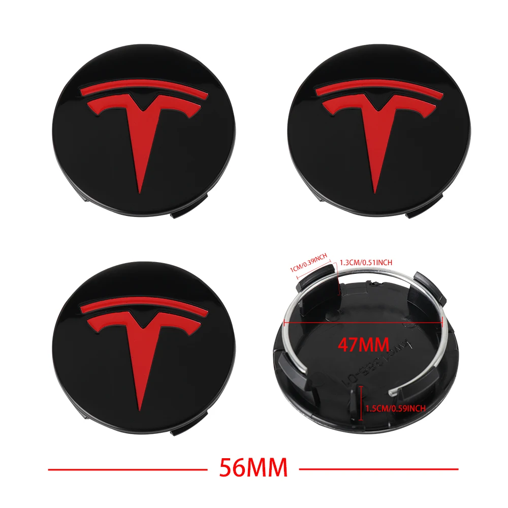 4pcs 56mm Wheel Hub Center Caps Badge Cover Hubcaps for Tesla Model 3 Model S Model X Model Y Roadster Invader Coil Mod WYE K80