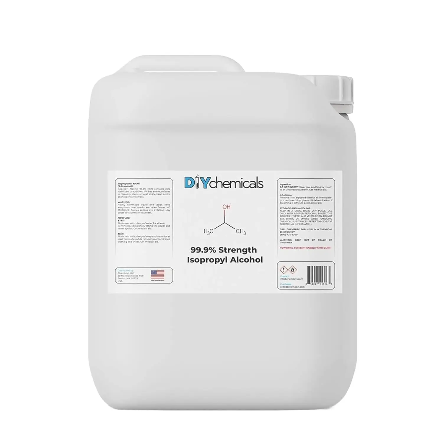 

DIY Chemicals 99.9% Pure Isopropyl Alcohol – Industrial Grade IPA for Cleaning – Made in USA, 55 Gallon (7,040 Fl Oz)