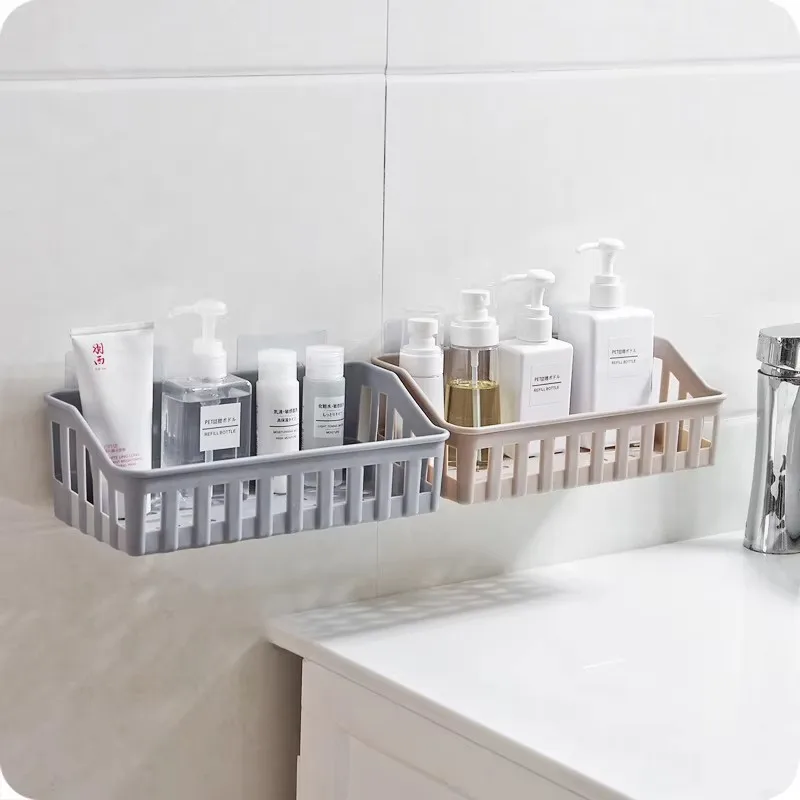 New Shelf Bathroom Adhesive Storage Rack Hooks Kitchen Home Decoration Corner Shower Shelf Rack Storage Rack Accessories