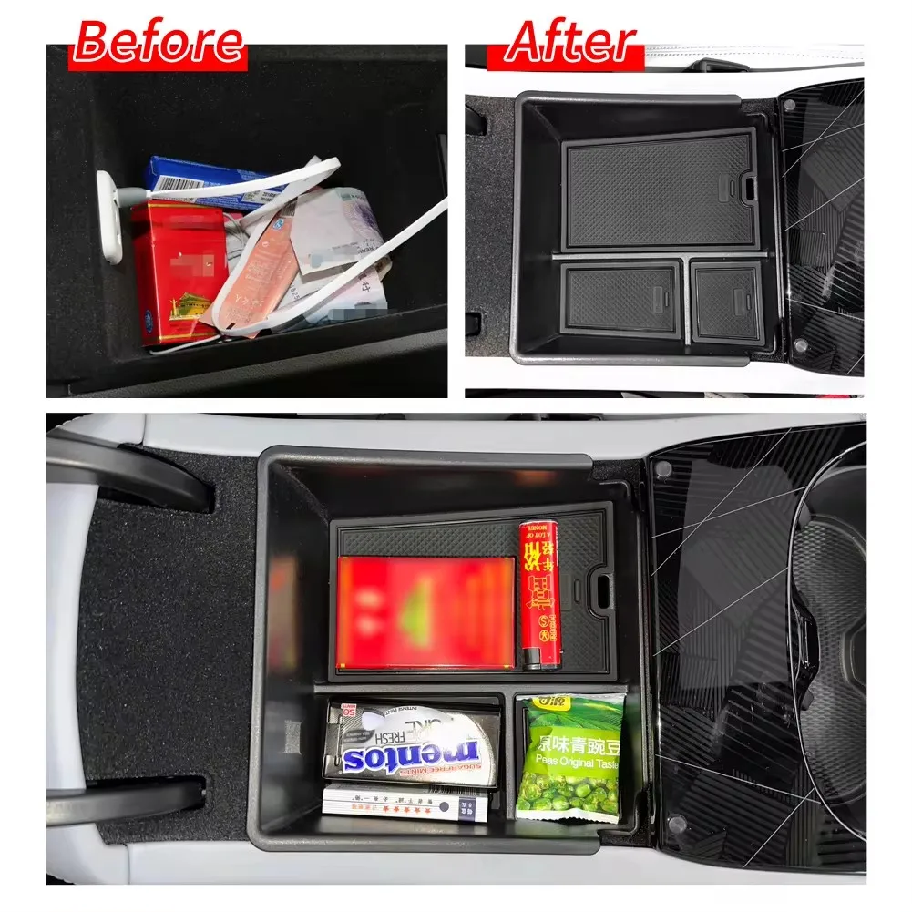 for BYD Seal EV 2022-2024 Center Console Armrest Storage Box Central Tray Organizer Accessories Tidying Black