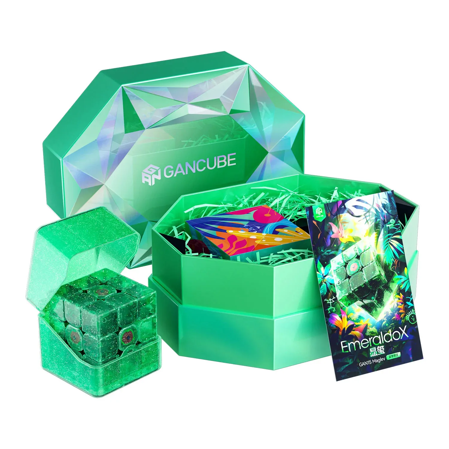 GAN15 Maglev Emeraldox Gan 3x3 Cube Summer Limited Collection SpeedCube Magnetic Cube Professional Competition Magico Puzzle Toy