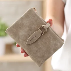 Fashion Women Short Purses 2023 Vintage PU Leather Lady Snap Fastener Short Clutch Wallet Small Matte Women Wallet Female Purse