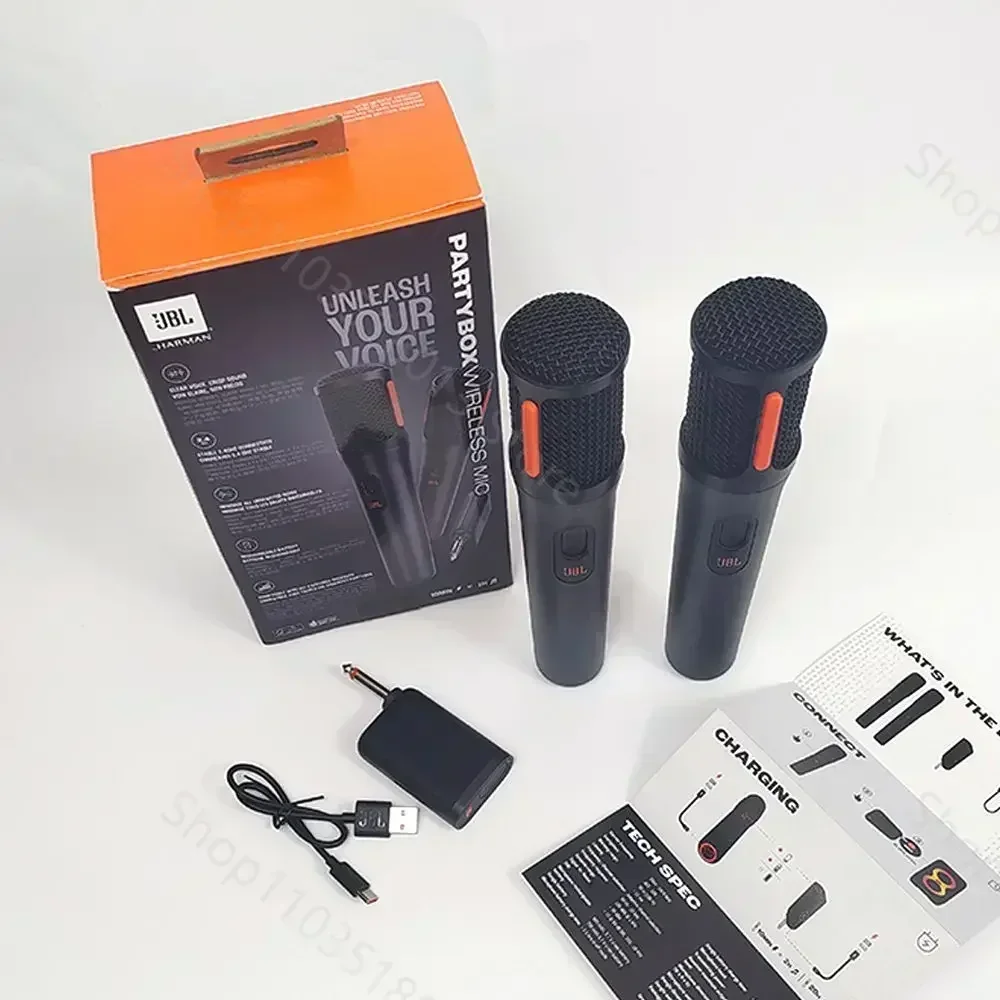 JBL Digital PartyBox PB UHF نظام ميكروفون محمول لاسلكي قابل لإعادة الشحن مع جهاز استقبال ثنائي القناة صوت واضح هش #4