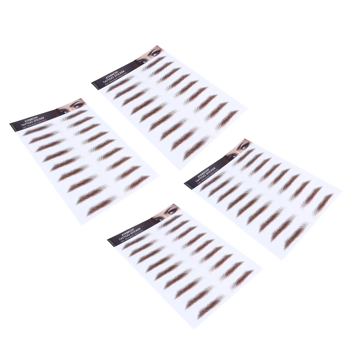 

4Pcs Hair-Like 6D Eyebrow Stickers Waterproof Reusable False Eyebrows Cosmetics Natural Look Bow Arch Gentle Curve Straight