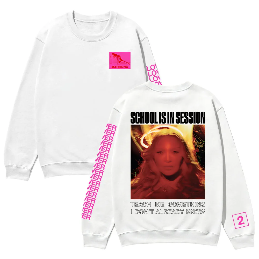 Madonna School Is in Session Long Sleeve Unisex Oversized Pop Music Fan Streetwear Tops Women Men Crewneck Casual Y2k Pullovers