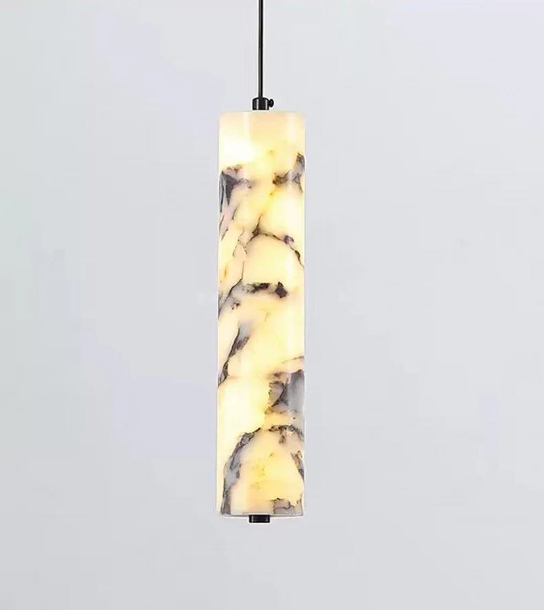 Cylinder Natural Marble Chandelier Dimmable Art Indoor