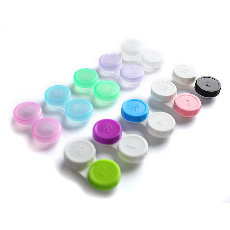 10Pcs Random Contact Lens L+R Cases Storage Holder Soaking Container Travel Accessaries