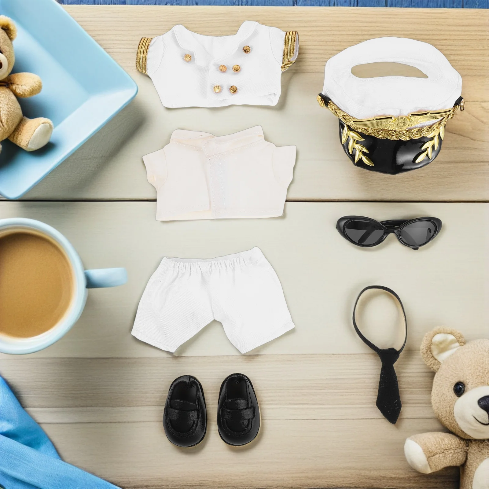 1 set di costumi da pilota, outfit da capitano per animali di peluche, accessori di ricambio riutilizzabili per la collezione di giochi di ruolo