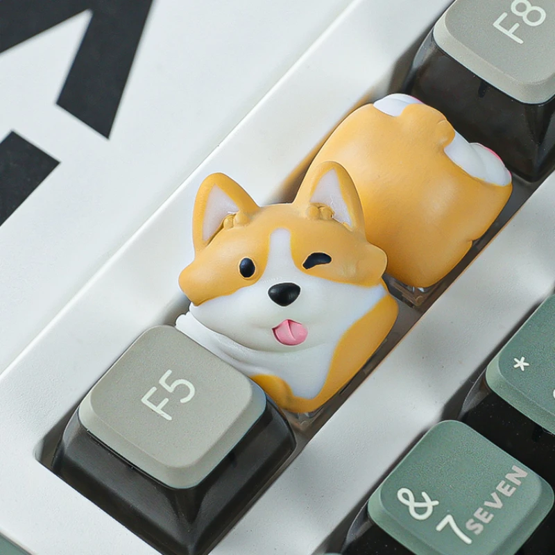 Corgi Keycap Personalized Design Cubic Cute Dog Mechanical Keyboard Keycap Accessories Cartoon Handmade Custom Creative Gifts