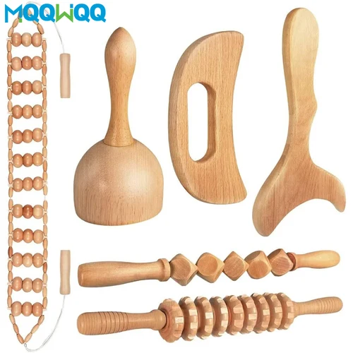Herramientas de masaje para terapia de madera, masajeador de drenaje linfático de madera, Kit de Maderoterapia para anticelulítico, contorno corporal, relajación muscular