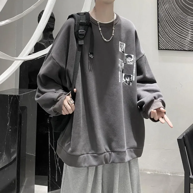 봄과 가을 새로운 트렌디한 루즈 후드티 봄과 가을 다용도 편안하고 정교한 라운드 넥 캐주얼 의류