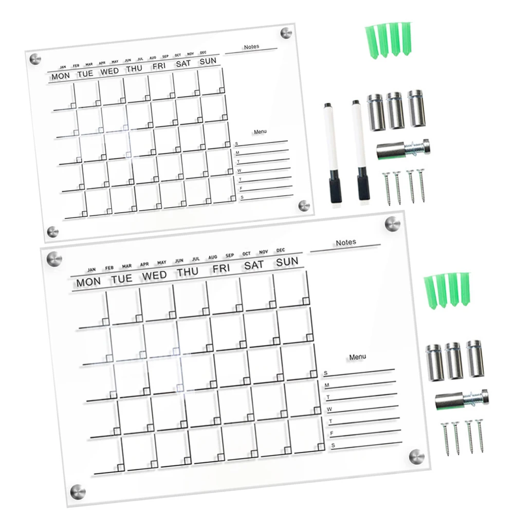 

1 Set Clear Acrylic Dry Wipe Board Wall Hanging Memo Message Writing Pad Student Cubicle Decorative Erasable Notepad Simple