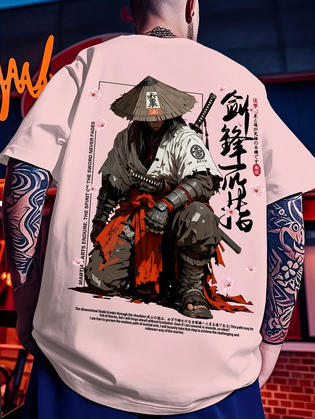 2026 New Hot Summer Men's Japanese-style Ink-wash Samurai Pattern Casual Sports Street Style Trendy T-shirt Soft Breathable