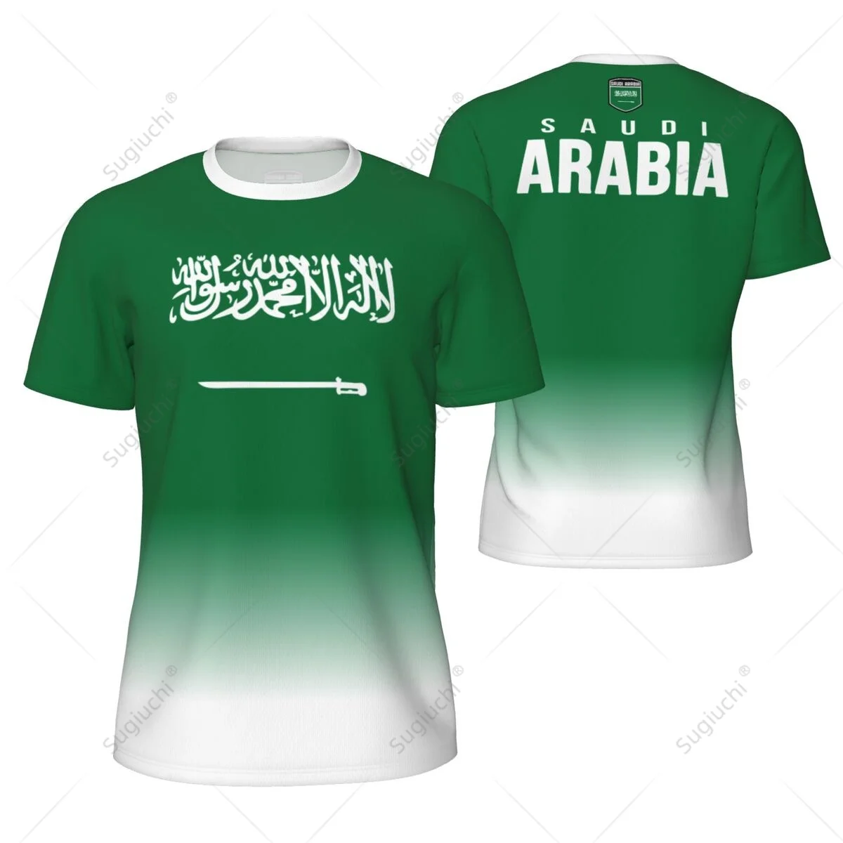 Sports Mesh T-shirt Saudi Arabia Flag For Running Bike Soccer Tennis Football Fitness Tees 3D Printed Custom