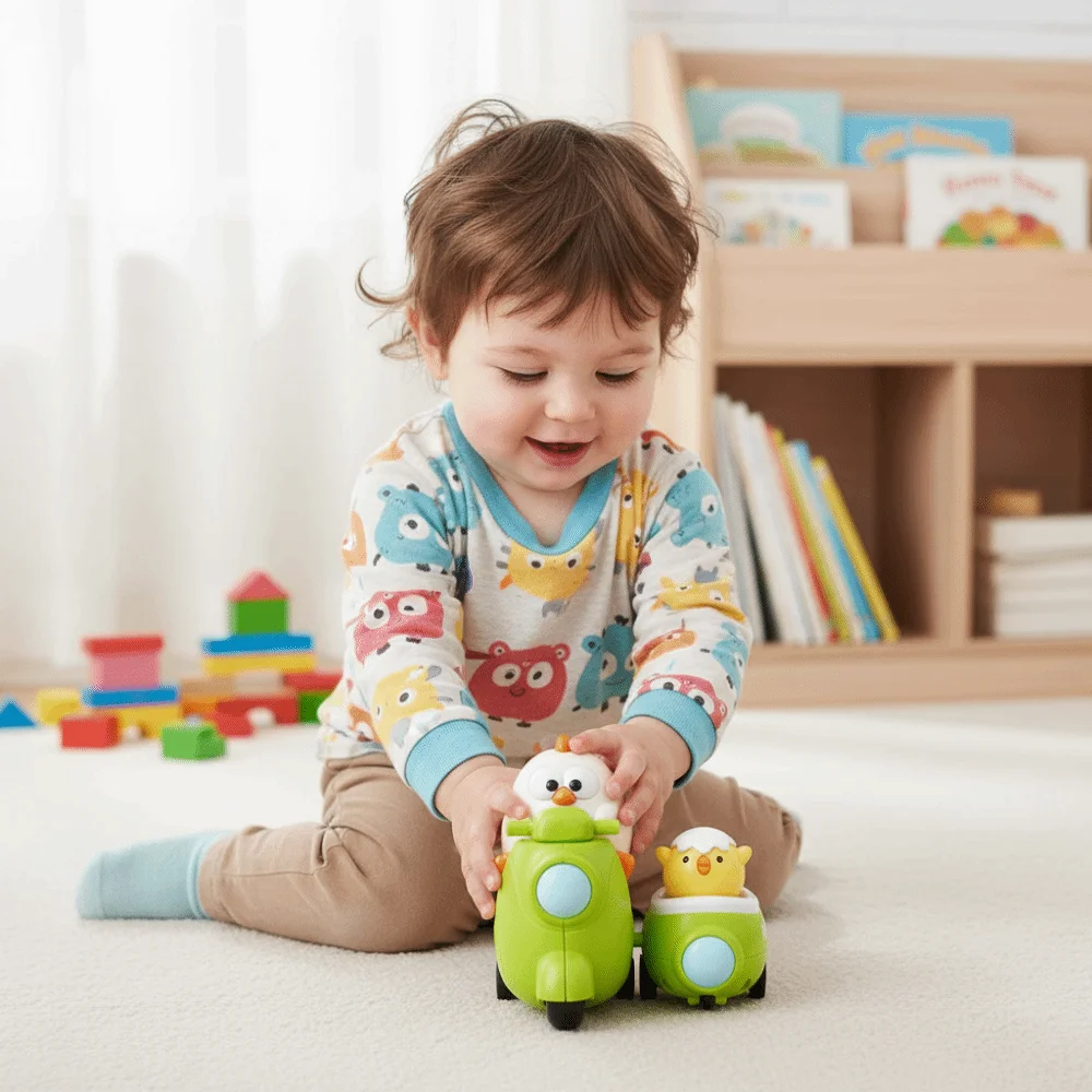 Cartoon Animal Design Press Tricycle Creative Pull Back Soft Rubber Material Friction Car Fun Inertia Motor Cute Chick Shape