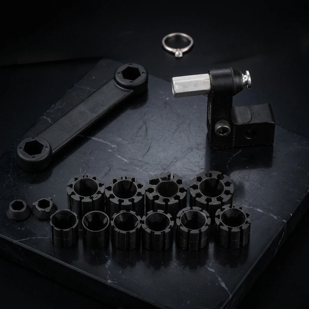 

Micro Pave Ring Holder Collet for Stone Setting - Professional Adjustable Rubber Sleeve Clamp for Jewelry Inlay Work