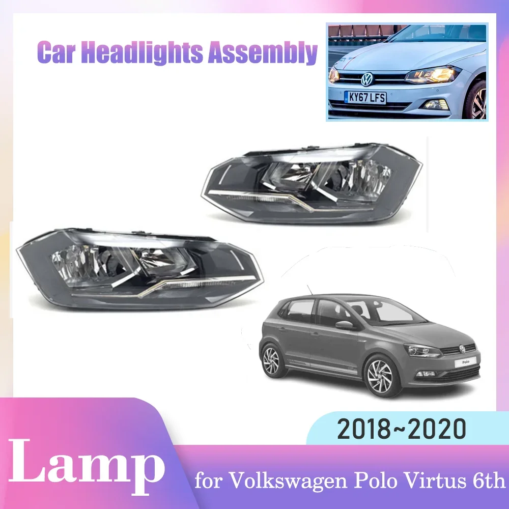 Montaż reflektorów samochodowych dla Volkswagen VW Polo Virtus 6th AW 2018 ~ 2020 przednie światło przeciwmgielne halogenowe lampa boczna akcesoria LED