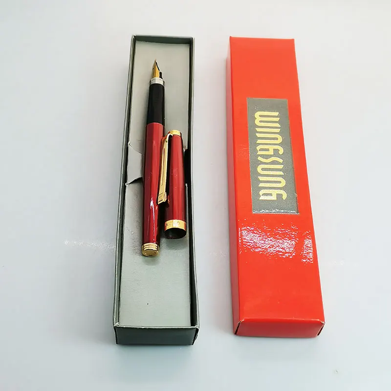 Early Yongsheng 500 Red Fountain Pen Metal Lacquer Rod for Adult Student Calligraphy Writing Stationery Collection