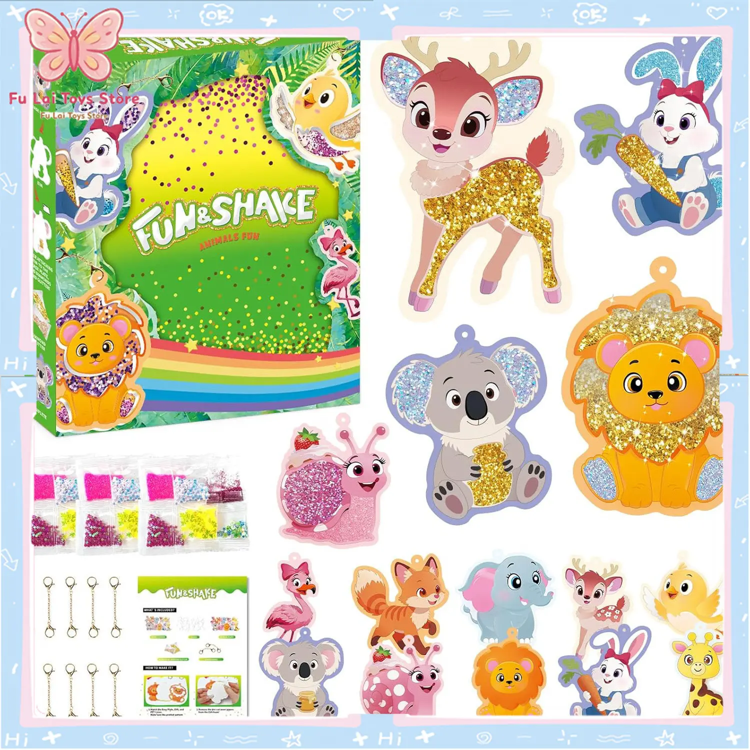 Authentic DIY Shaker Charm Making Kit Unicorn Princess Animal Handmade Keychain Pendant Educational Craft Toy Holiday Gift