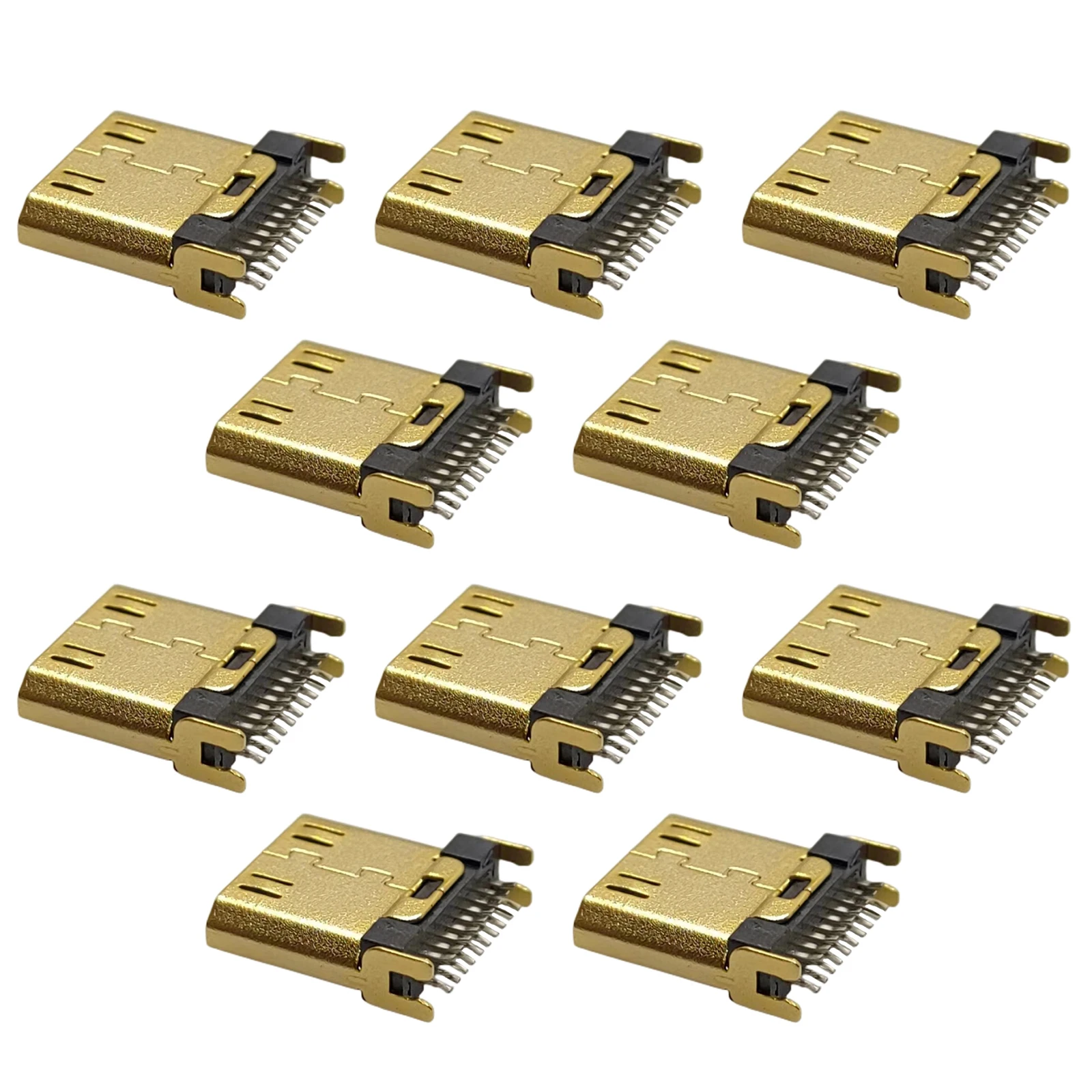 موصل ذكر صغير متوافق مع HDMI ، مقعد 19P رأس المشبك نوع مع تباعد ، ملحومة مطلية بالذهب ، عمودي ، مقبس قابس مستقيم ، 10 والي
