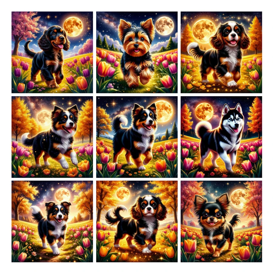

Moon Cute Dog Diamond For Adults Painting New Collection 2026 Pet Animals Diy Manual Arts Full Mosaic Embroidery Flower Picture