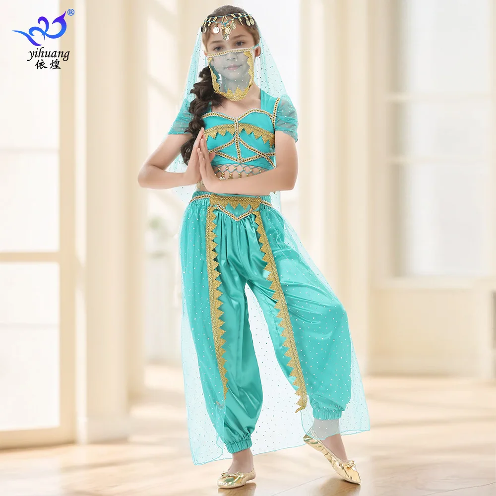 

1 компл./лот, детские модные костюмы для танца живота в индийском стиле, женская одежда для народных танцев на Хэллоуин, одежда для выступлений