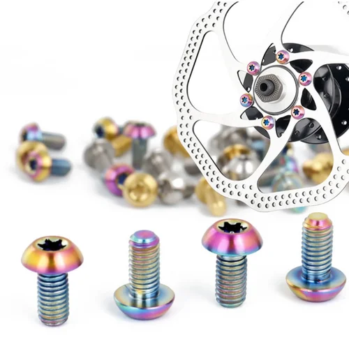 12 Uds Ti pernos de titanio M5x10 12mm tornillos de Rotor de ciclo de freno de disco de bicicleta y tornillo de portabotellas