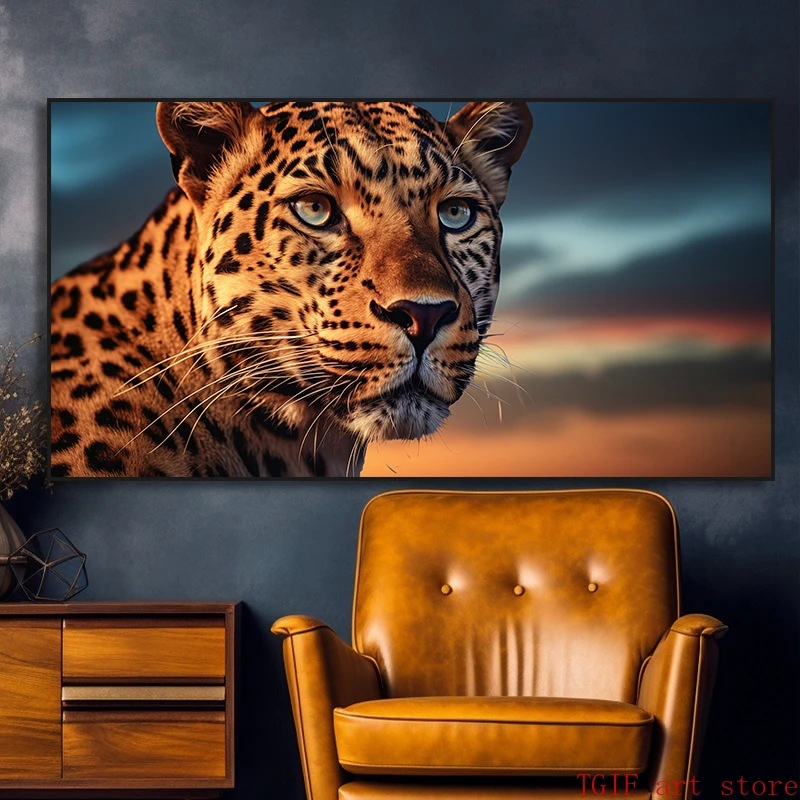 Beautiful Panther Leopard on The Tree Canvas Painting Print, Wild Animals Poster Wall Art for Living Room Home Decor Cuadros