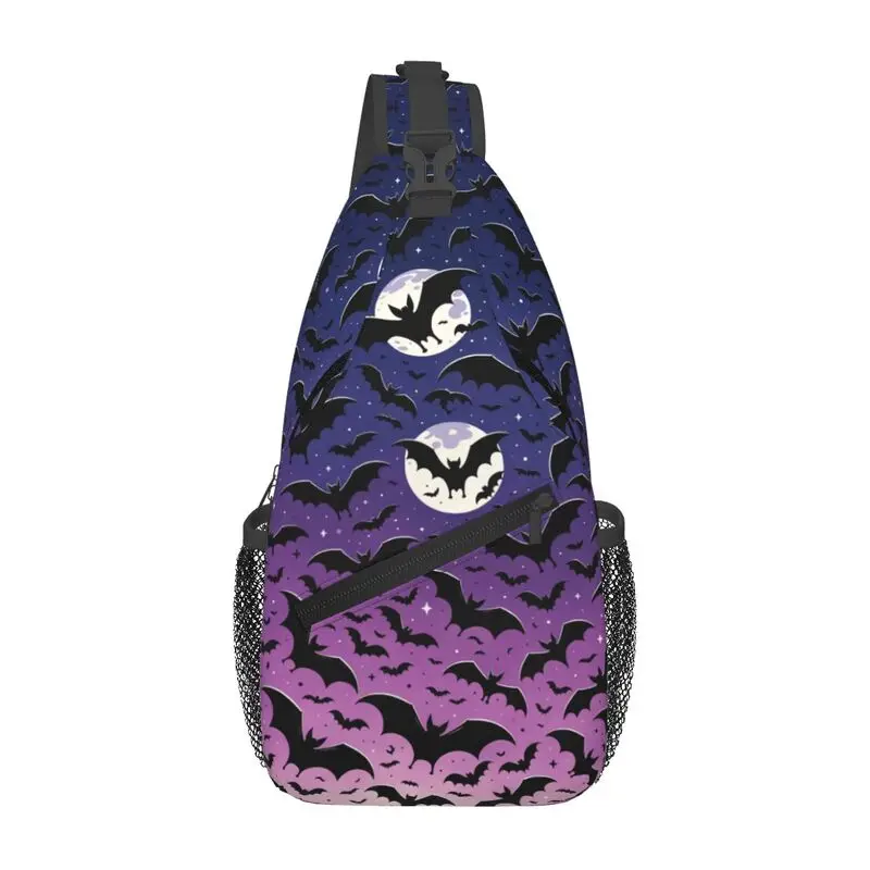 Custom Cool Halloween Witch Gothic Vampire Bat Sling Crossbody Backpack Men Shoulder Chest Bag for Traveling