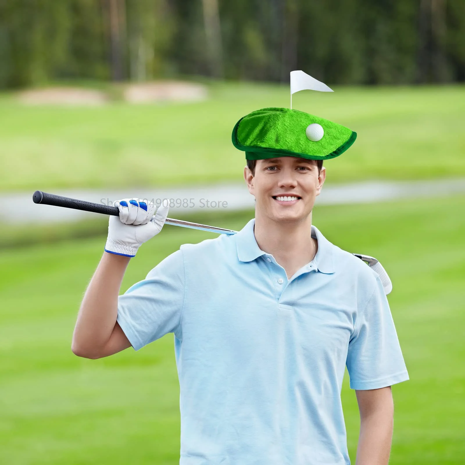 Golfer Partyhut Unisex Herren Damen Erwachsene Golfer Baskenmütze mit Golfball Flagge für Party Golfer Kostümzubehör