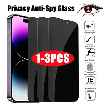 1-3 adet tam kapak gizlilik cam iPhone 14 15 Pro Max Anti-casus ekran koruyucu iPhone 13 12 11 14 15Pro temperli cam