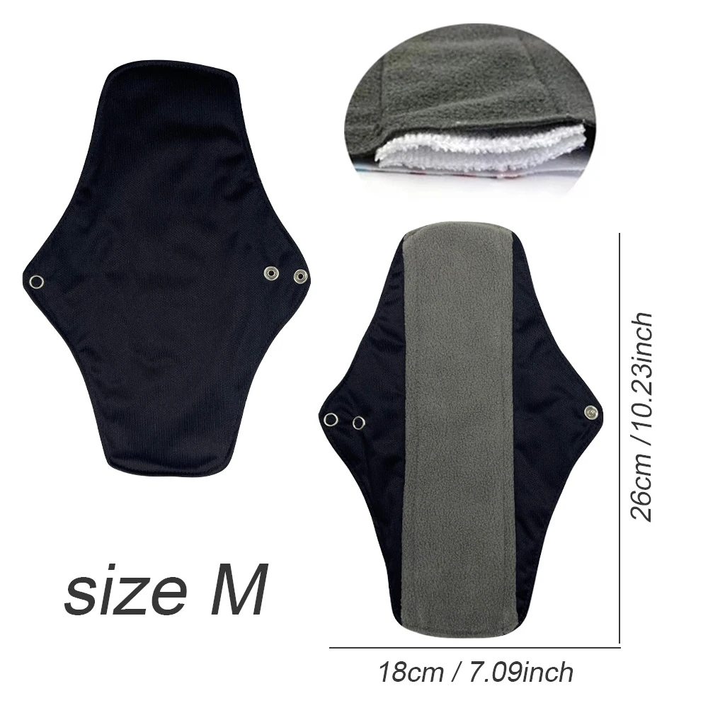 10 قطع مجموعة منصات الحيض قابلة لإعادة الاستخدام للنساء قابل للغسل الخيزران الفحم المناديل الصحية صديقة للبيئة القماش فترة منصات #2