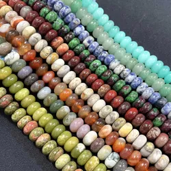 6*10mm Natural Stone Turquoises Agates Jades Amazonite Flat Spacers Round Beads For Jewelry Making DIY Bracelet Accessories