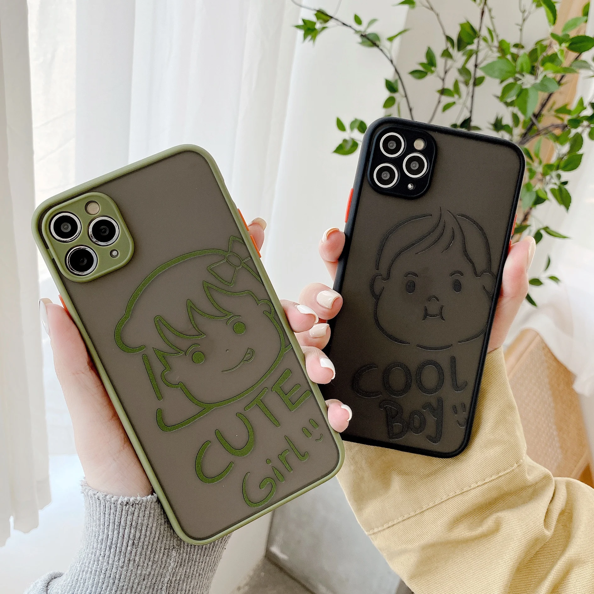 

Cute Girl Cool Boy Couple Phone Case for IPhone 13 12 Mini 11 Pro Max X XR XS Max 7 8 6 Plus SE3 20 Shockproof Hard Matte Cover