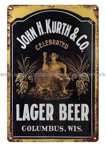 John H Kurth Lager пивной металлический жестяной знак, недорогой Металлический Настенный декор