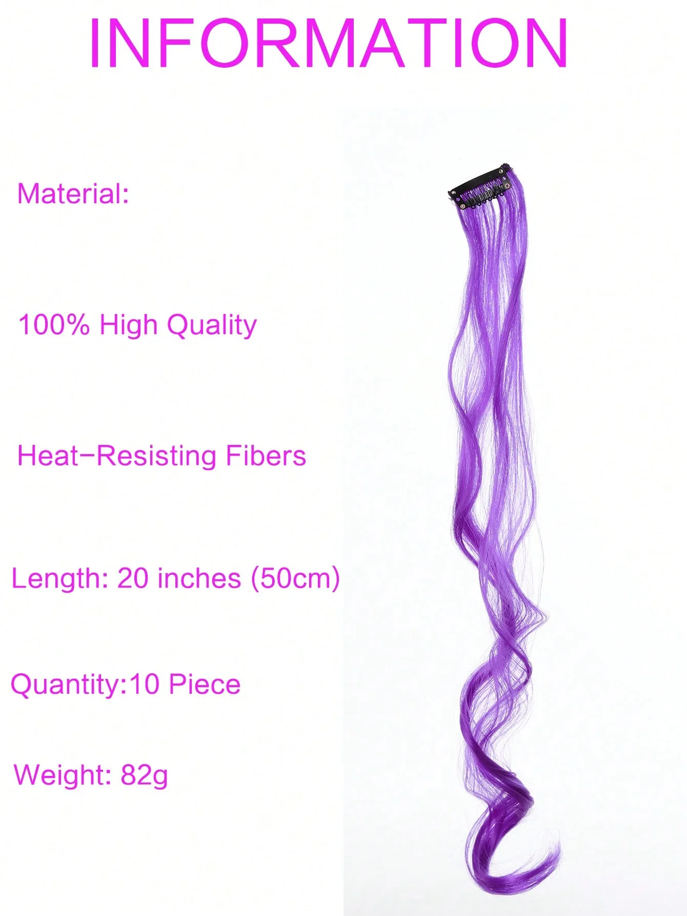 10pcs Colorful Hair Extensions Curly One Clip in Synthetic Long Hairpiece For Girls Women Multi-colors Party Highlights WigPiece