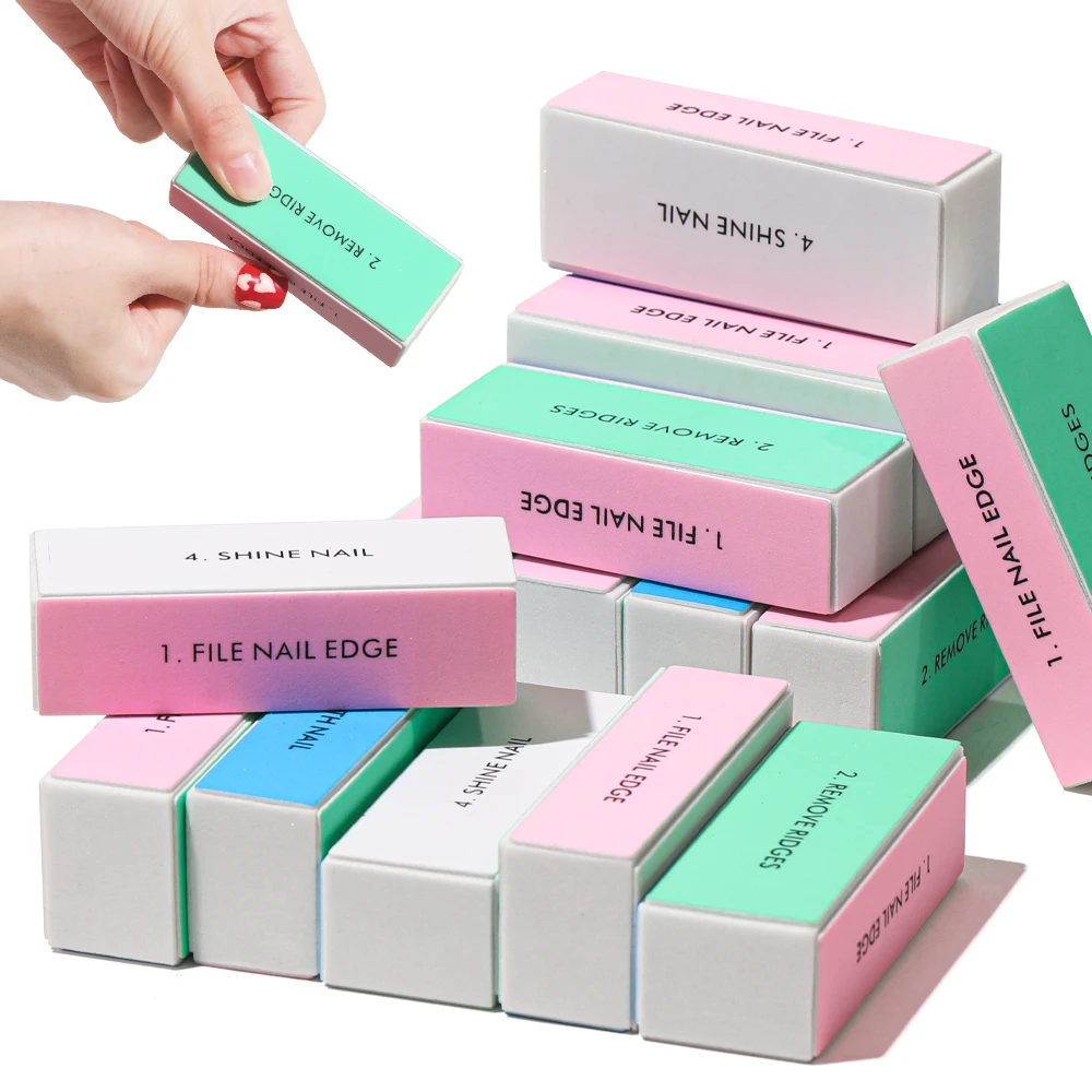 5 pçs/lote bloco de buffer de unhas 4 vias colorido bloco de polimento brilho polidor arquivo de polimento manicure lixar ferramentas da arte do prego