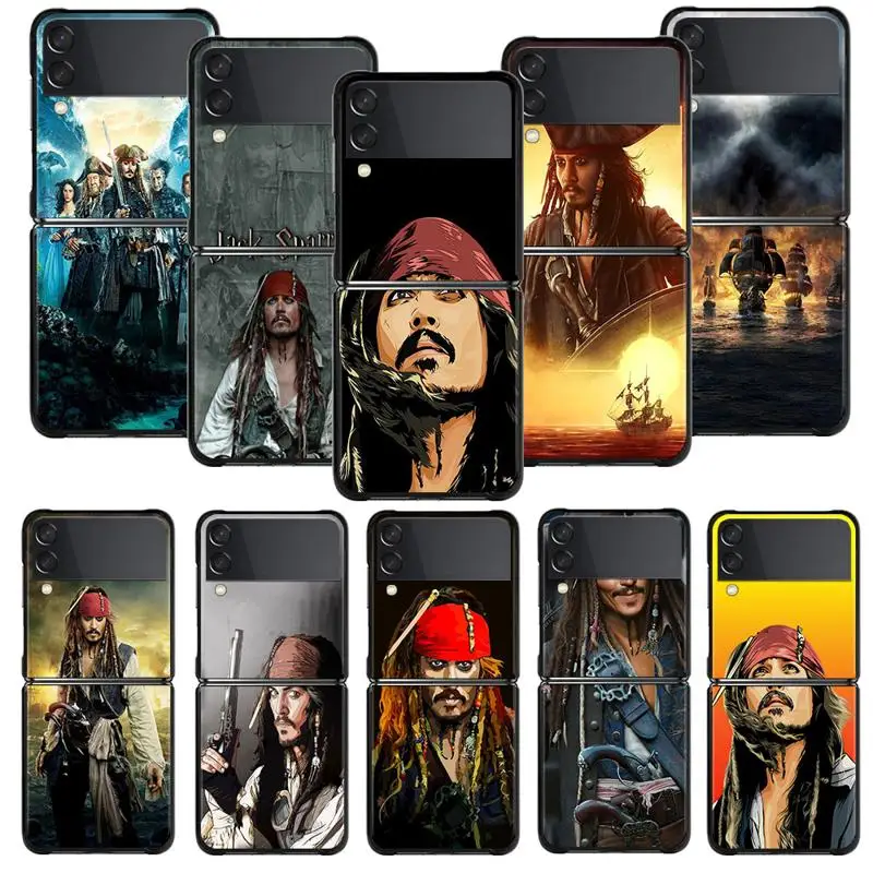 Phone Case For Samsung Galaxy Z Flip 4 Z Flip3 5G Shell for Galaxy Z Flip Hard Cover Disney Pirates Of The Caribbean Johnny Depp