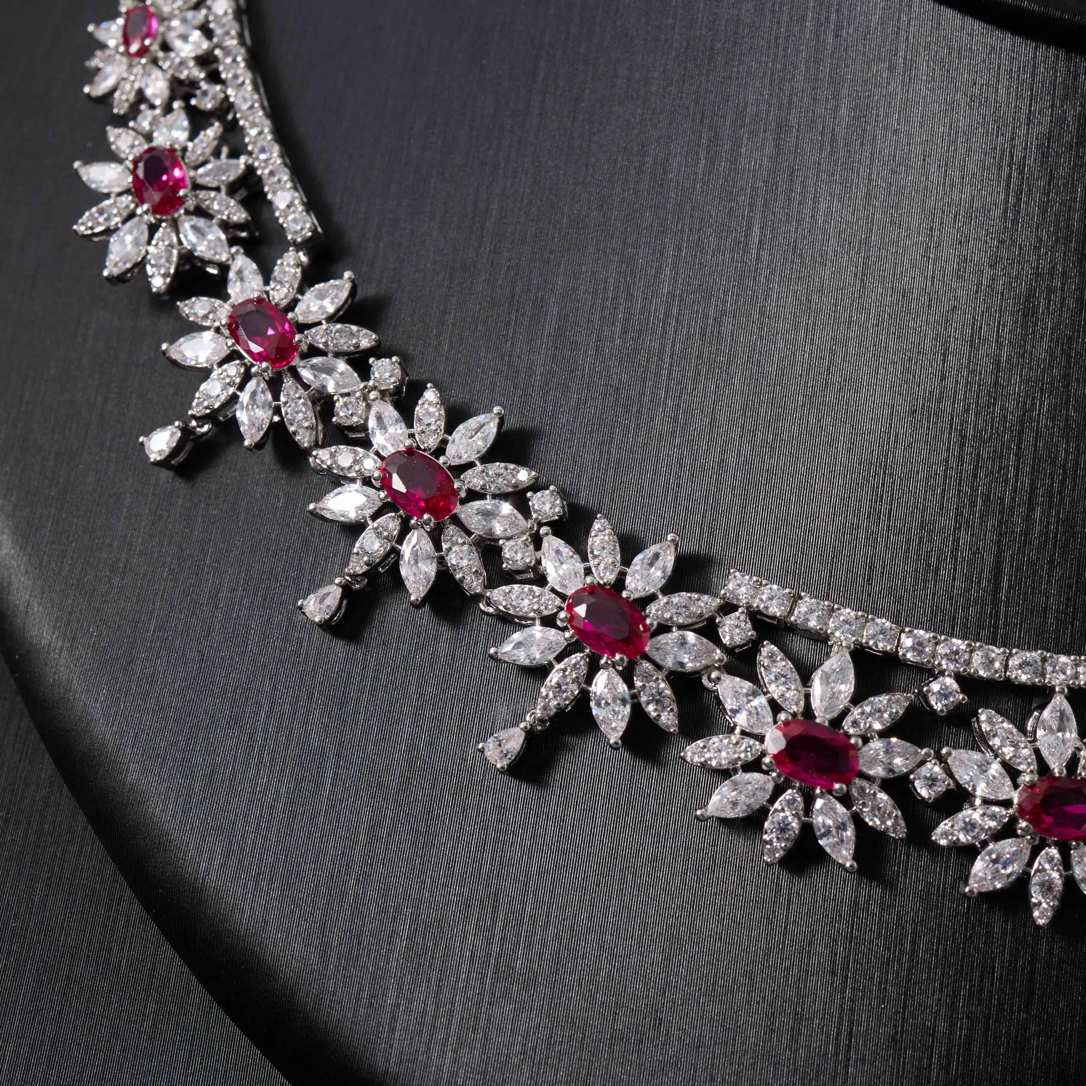 IN JEWELIFE Full 4Pcs Jewelry Set for Women Brilliant Cubic Zirconia Floral Necklace Dangle Earrings Ring Bracelet Wedding Party