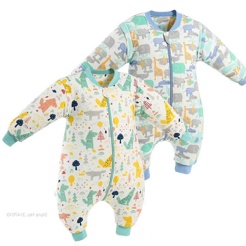 Baby Sleeping Bag Winter with Legs Thick Warm Lined Long Sleeve Sleepsacks Newborn Wearable Bedding Blanket