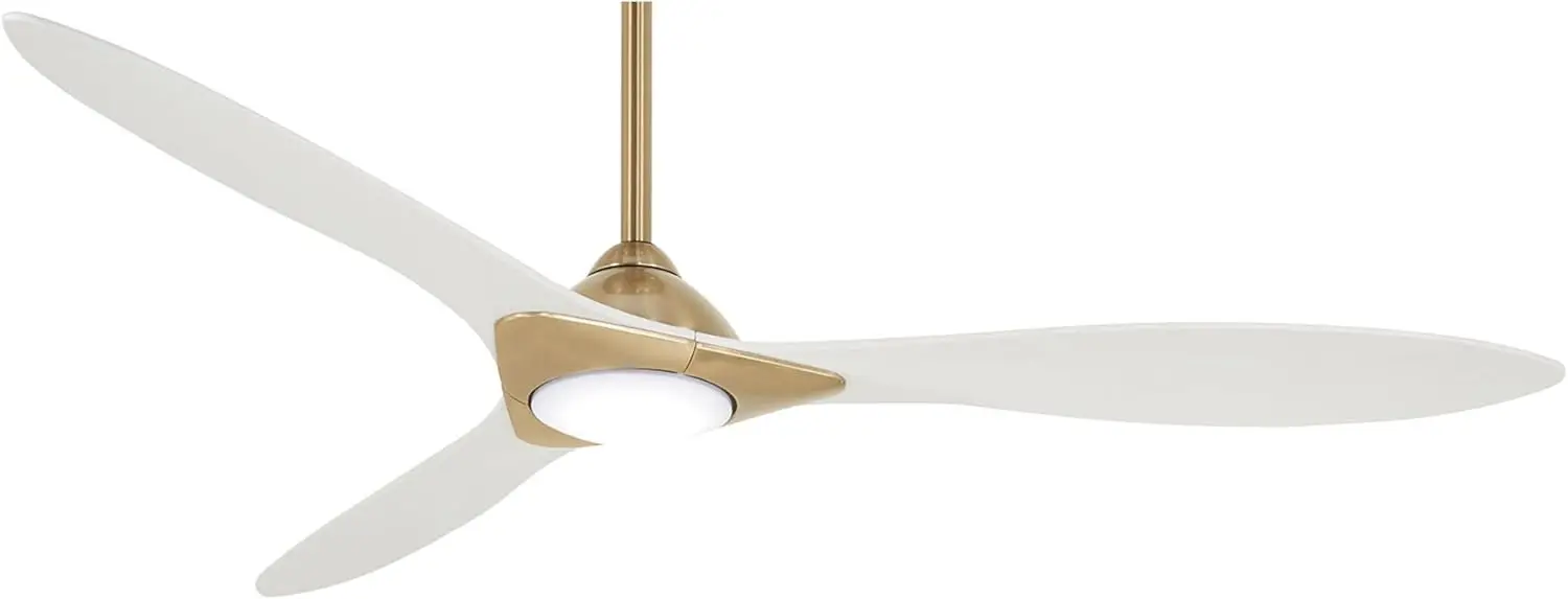 

Потолочный вентилятор Minka Aire F868L SBR WHF 60 дюймов с подсветкой, отделка из мягкой латуни, элегантный дизайн