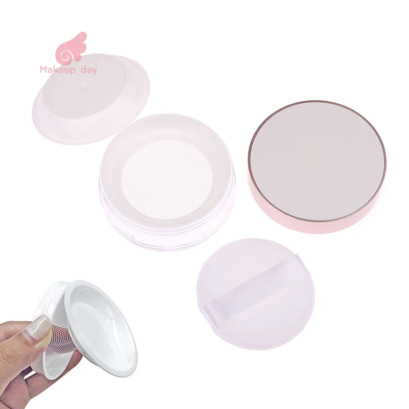 

Portable Plastic Powder Box Empty Loose Powder Container With Sieve Cosmetic Sifter Loose Jar Travel Makeup Container