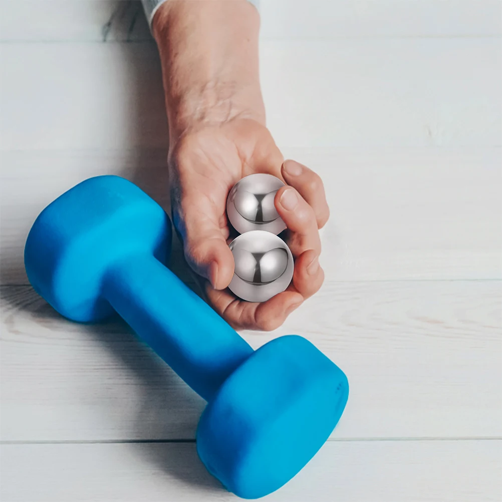 

2 Pairs Stainless Steel Massage Balls Hand Exercise Health Care Physical Therapy Metal Baoding Balls Small Size Suitable