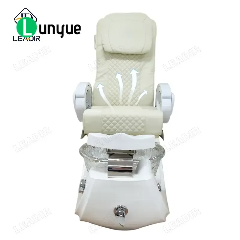 Luxury White Electric Pedicure Chair Modern Nail Foot Spa Massage Seat No Pipes Plumbing Free Comfortable Beauty