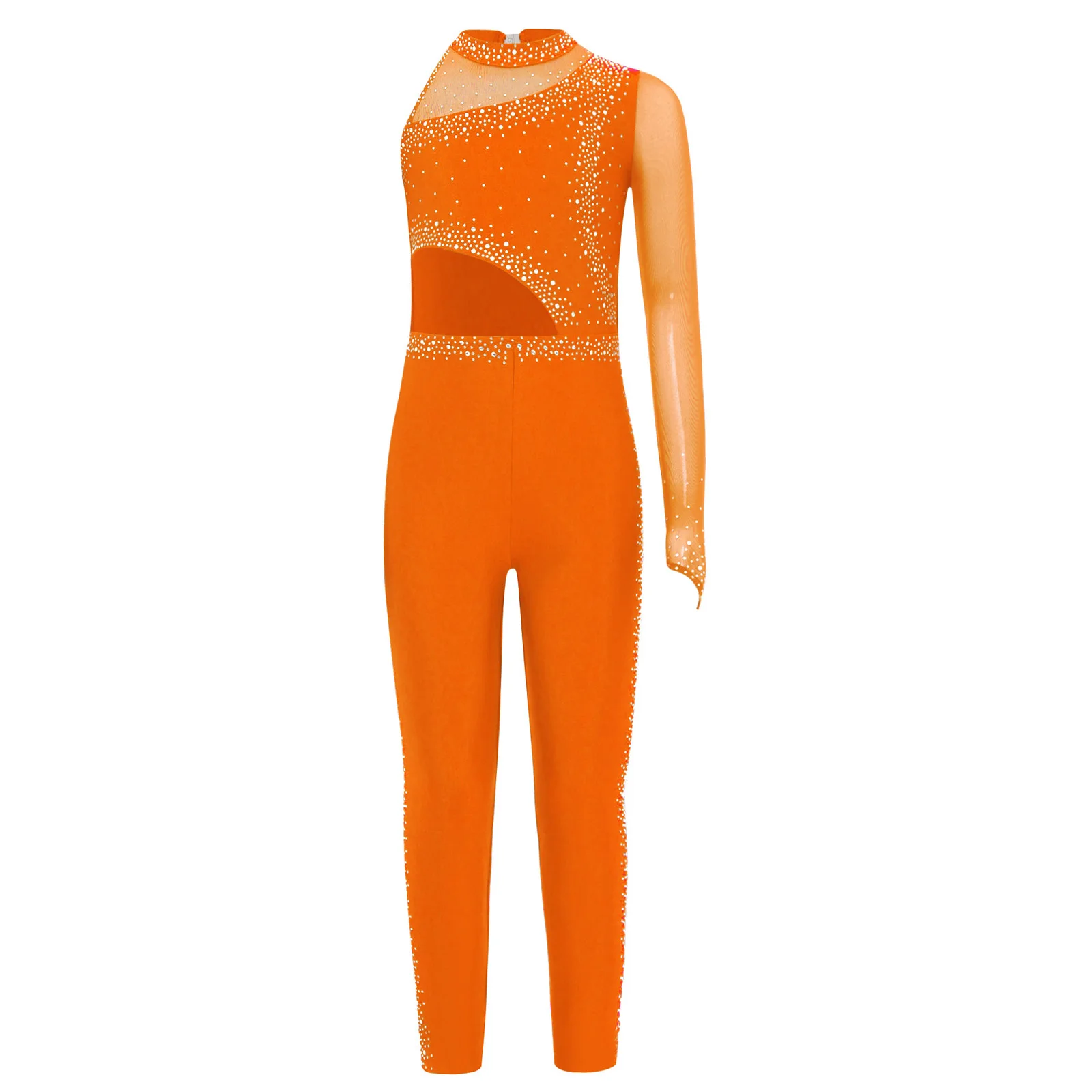 

Kids Girls Rhythmic Gymnastics Leotards Unitards Jersey Jumpsuit Ballet Figure Skating Performance Costumes Rhinestones Rompers