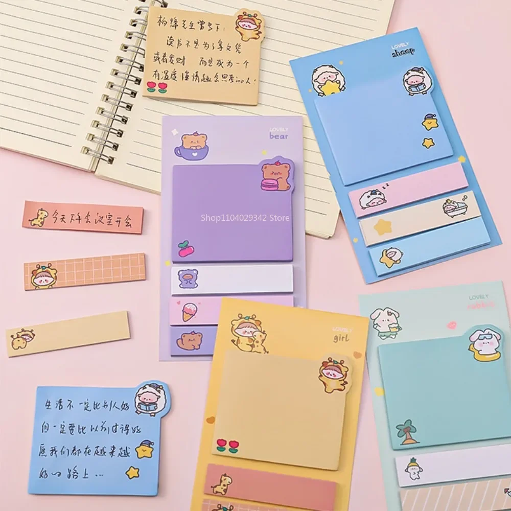 4PCS/set Memo Pad Combination Special-shaped Message Adhesive Notepad Creative Sticky Note School Supplies Kawaii Stationery