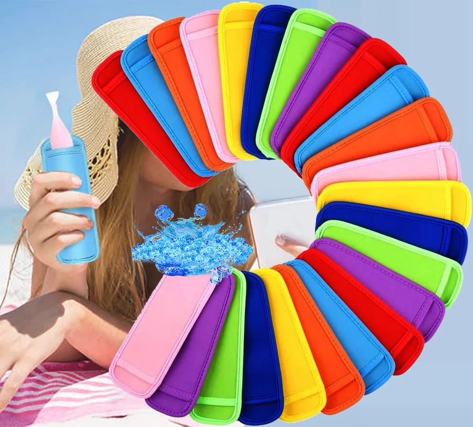 

Neoprene Ice Pop Sleeves Reusable Antifreezing Popsicle Holders Bags Ice Cream Insulator Sleeves for Kids and Beach Party 2 Pcs