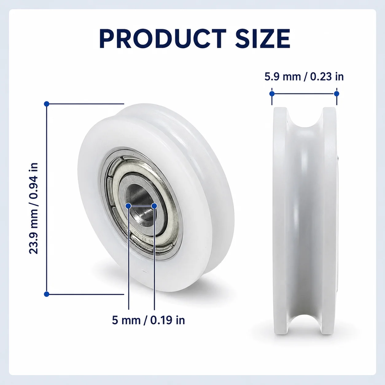 9Pcs U‑Groove Nylon Bearing Wheels, Silent Track Rollers for Sliding Doors Windows Cabinets Hardware Accessories