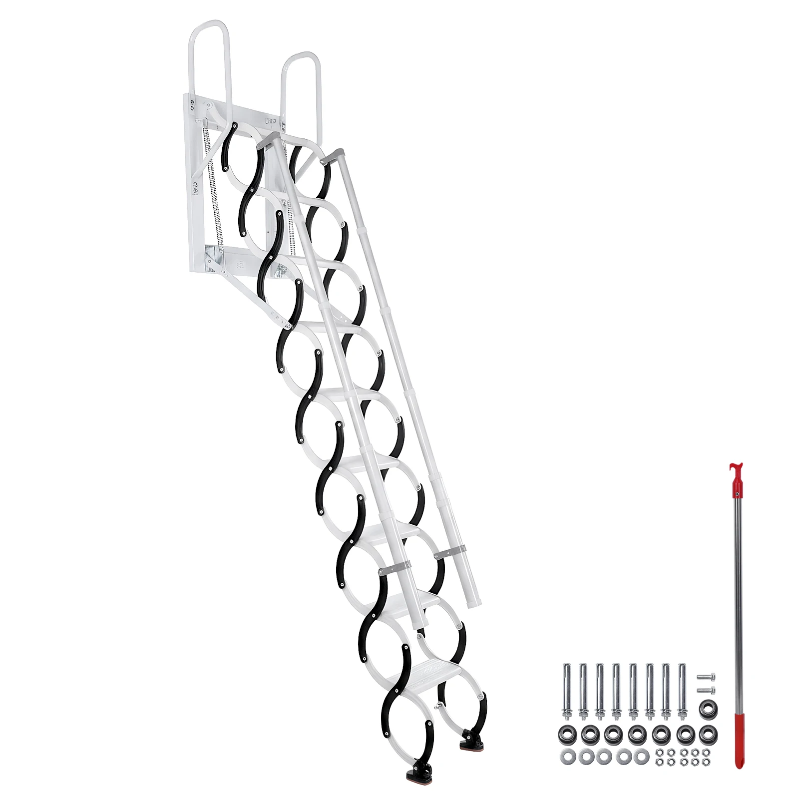 

9/11Steps Invisible Pull Down Stairs Retractable Attic Telescopic Staircase with 2 Handrails for Home Indoor Outdoor